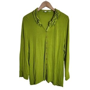Boden Blouse Women's 16 XL Button Up Long Sleeve Green